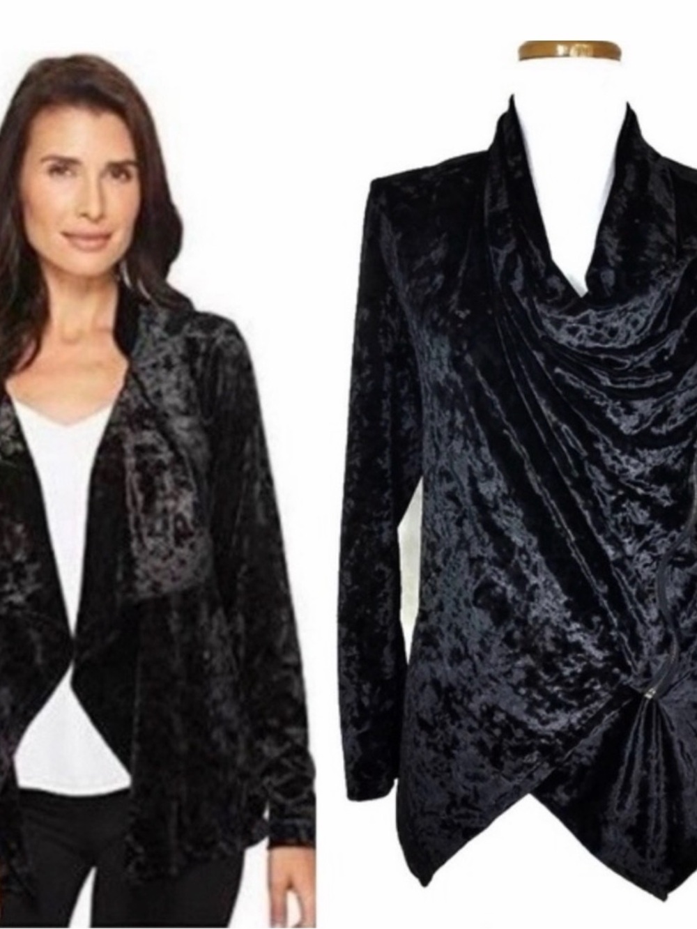 NWT- BLANKNYC black velvet drape jacket